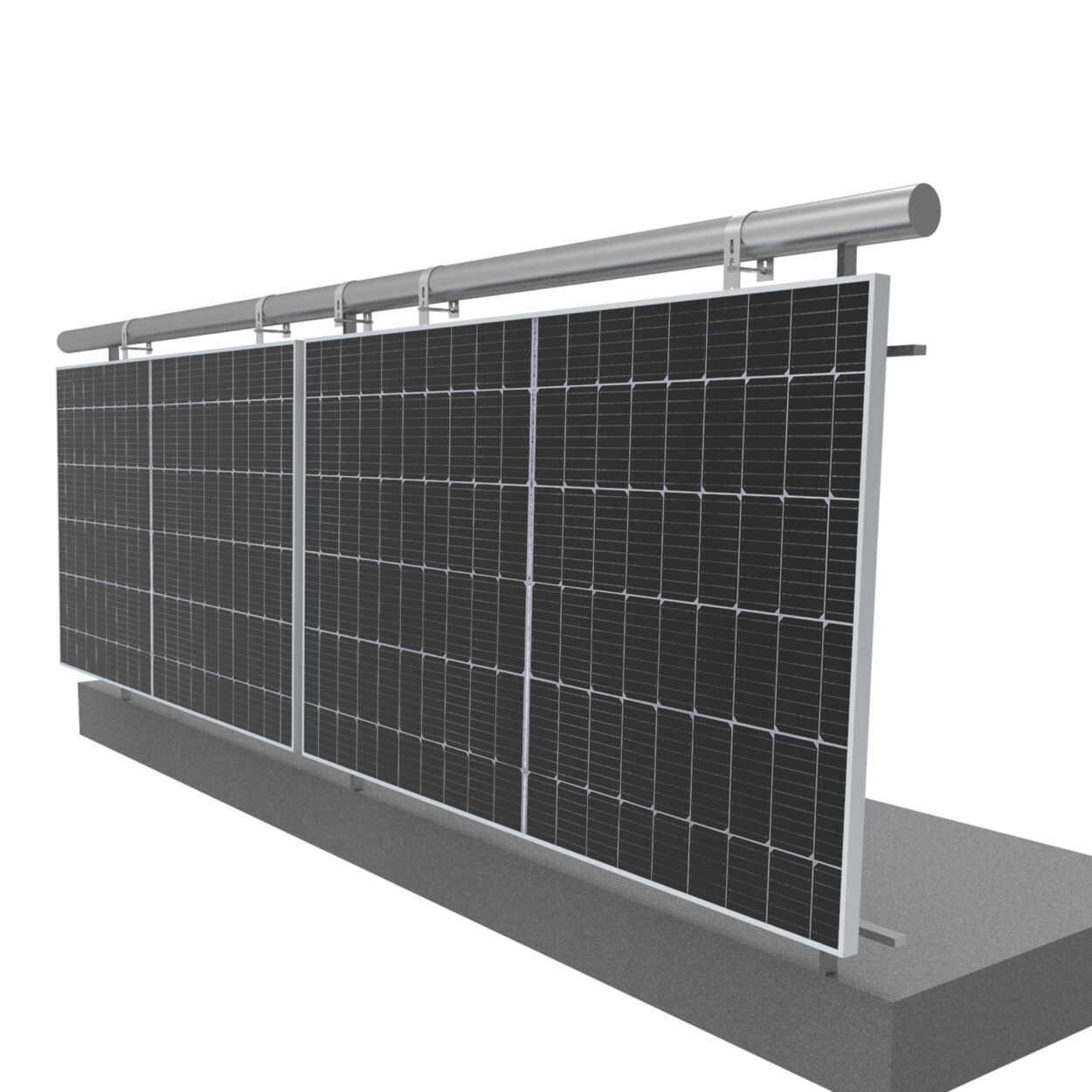 NuaFix Balkongelände Halterung rund für 2 Solarmodule NUASOL