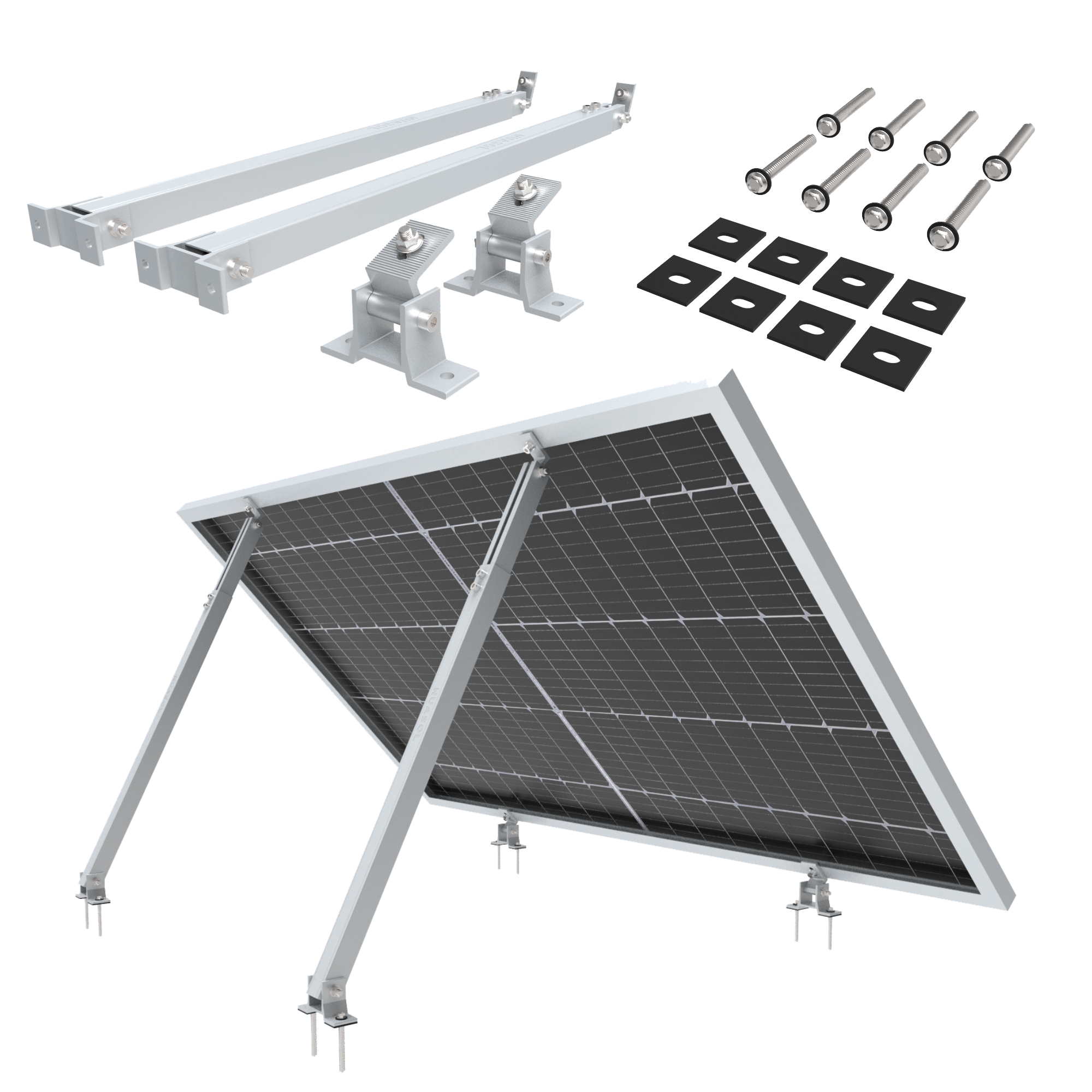 NuaFix – Verstellbare Solarpaneel Halterung 15-30° – Silber - NUASOL  Solarenergiesysteme