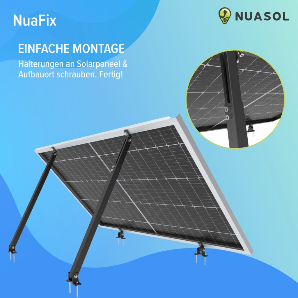 NuaFix – Verstellbare Solarpaneel Halterung 30-60° – Schwarz - NUASOL  Solarenergiesysteme