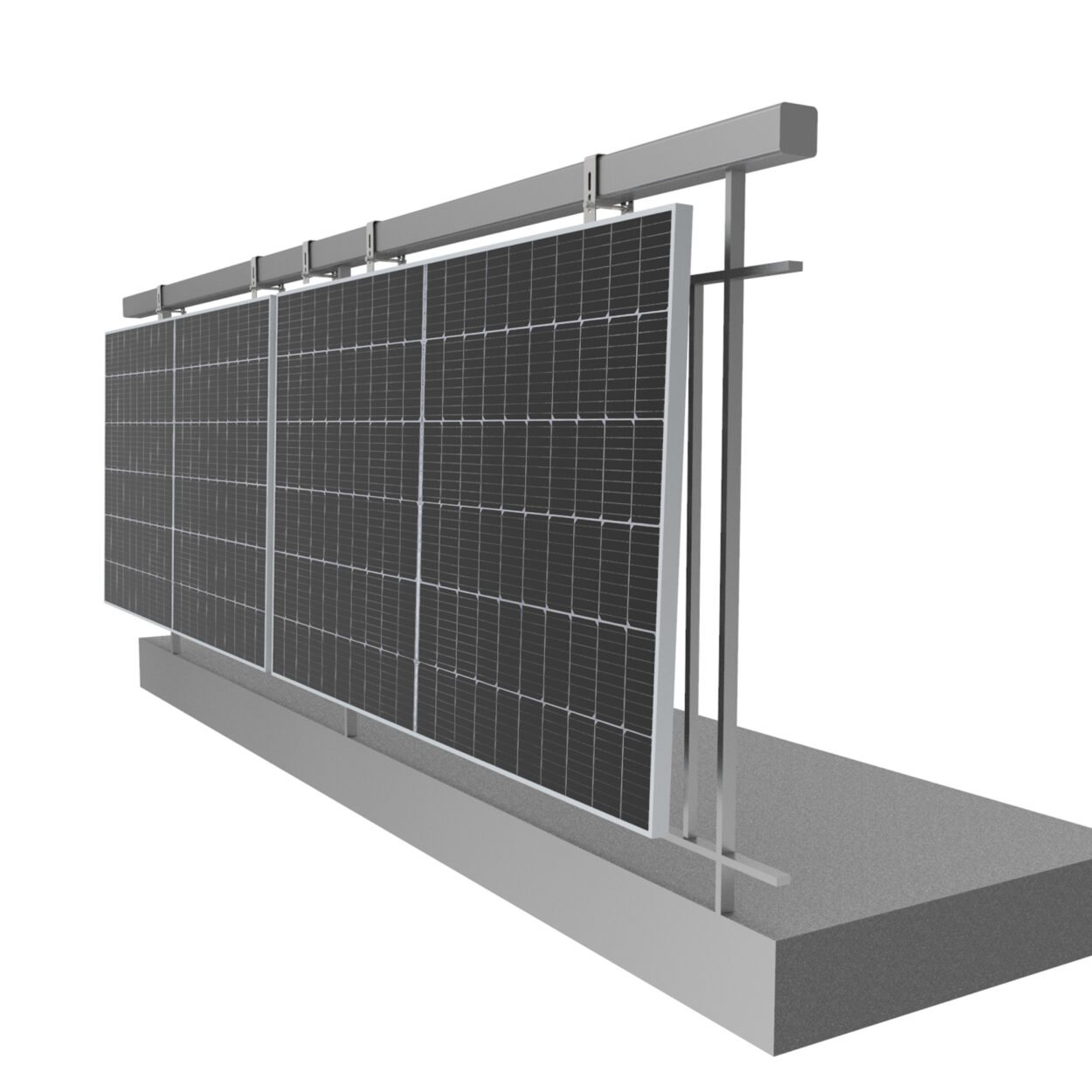 Produktbild von Firend24 Balkonkraftwerkhalterung Für Geländer – 1 Solarmodul, Eckig, Neigung 0° & 25–45°, Alu Silber