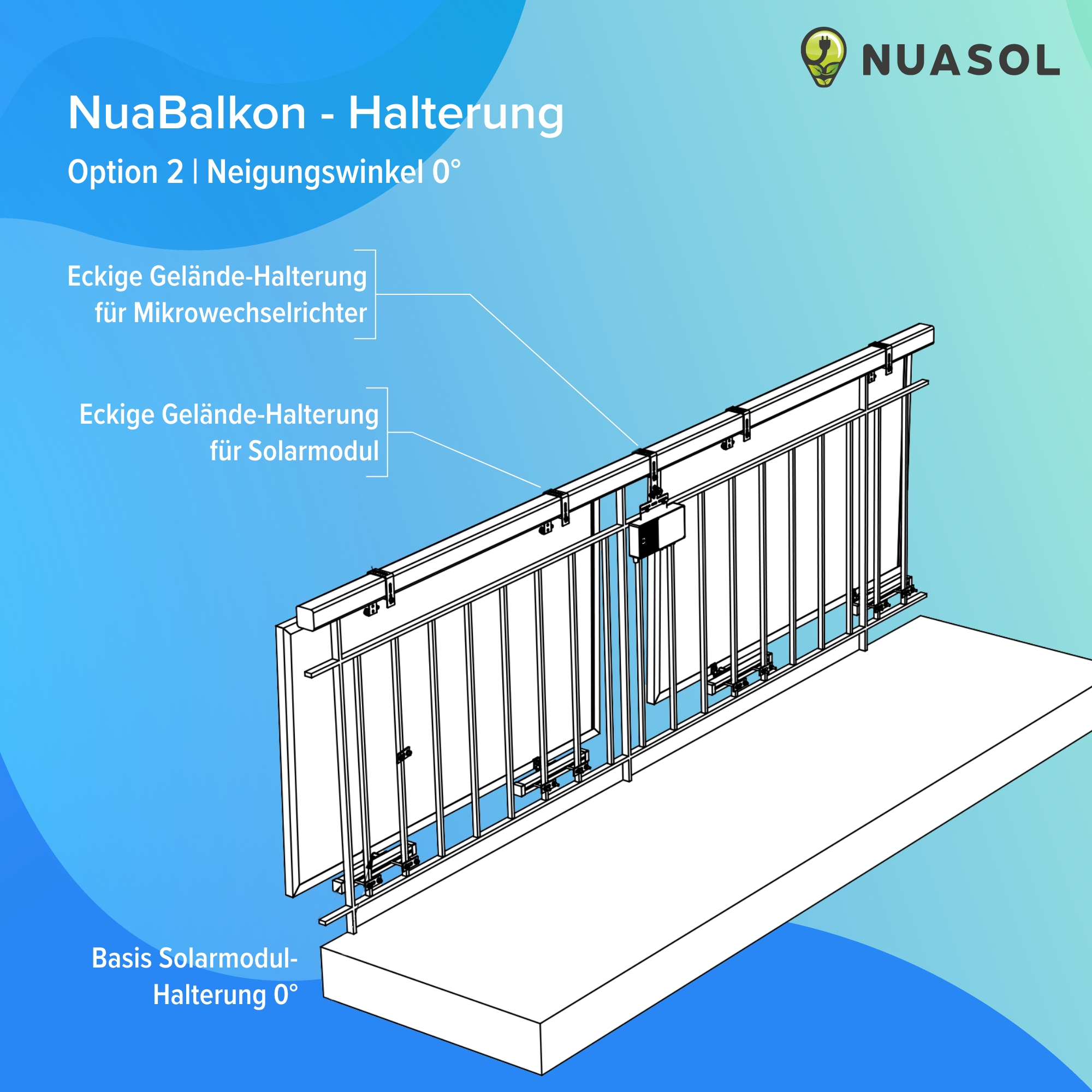 Balkonkraftwerk-Halterung: Edelstahl-Haken für eckige