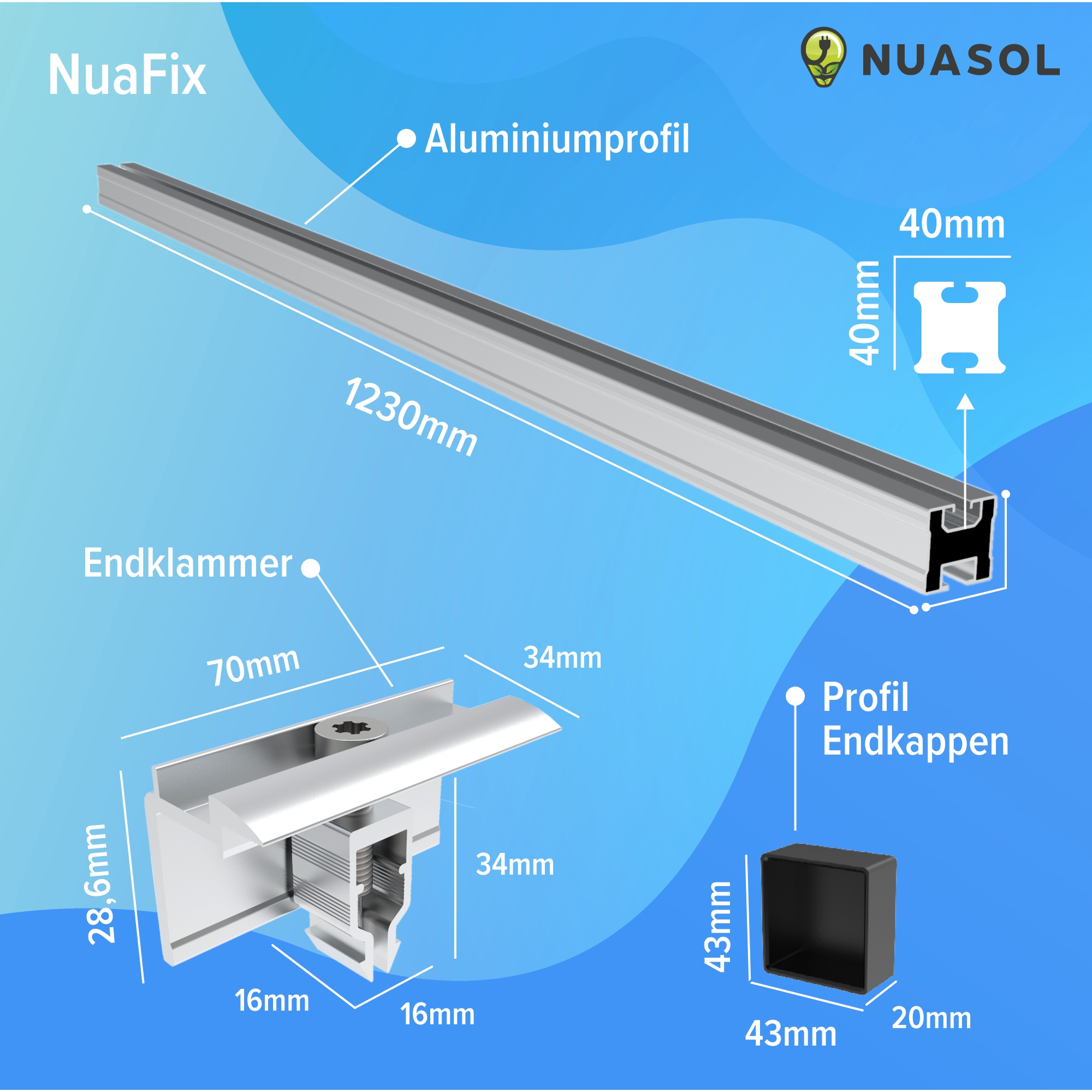 NuaFix – Dachmontage-Set für 1 Solarmodul - NUASOL Solarenergiesysteme
